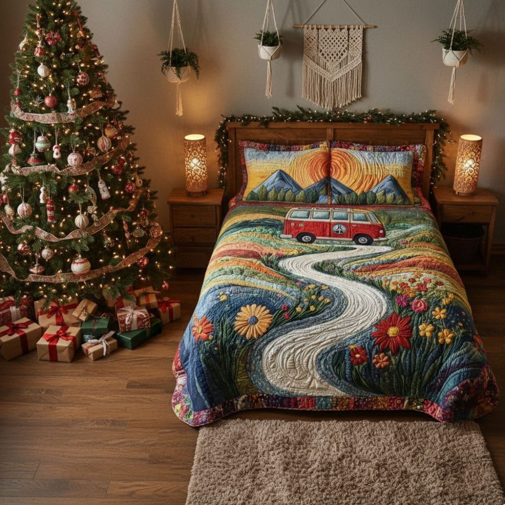 Vintage Wanderlust 3-Piece Quilted Bedding Set - Image 4