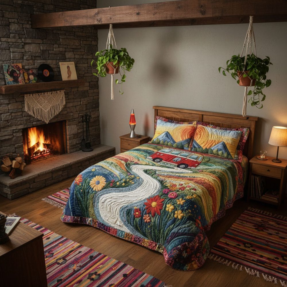 Vintage Wanderlust 3-Piece Quilted Bedding Set - Image 3