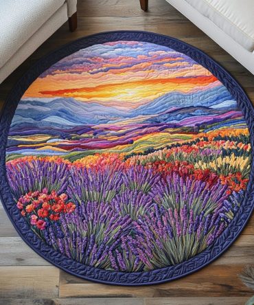 Violet Bloom Quilted Round Mat