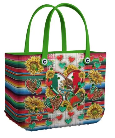 Bucket Tote Bag, Limited Edition Bogg Bag, Beach Bag Viva Mexico Heart