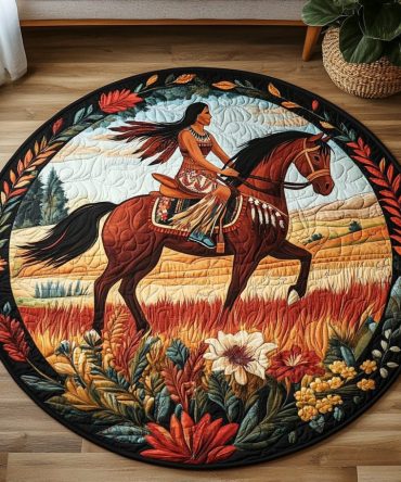 Vivid Horse Quilted Round Mat