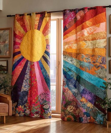Warm Canyon Rays Quilted Curtains