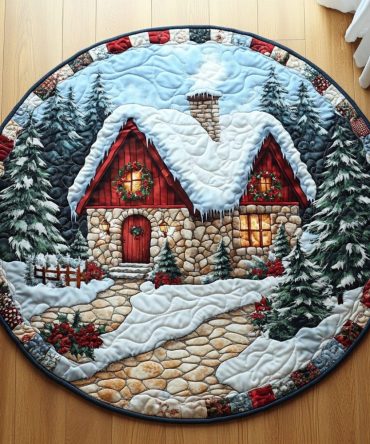 Warm Christmas Wishes Quilted Round Mat