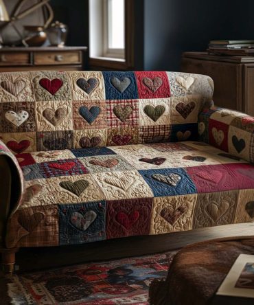 Warm Hearts Quilted Sofa Cover