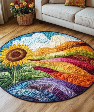 Warm Meadows Quilted Round Mat