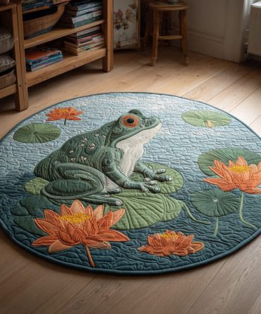 Water Frog Quilted Round Mat