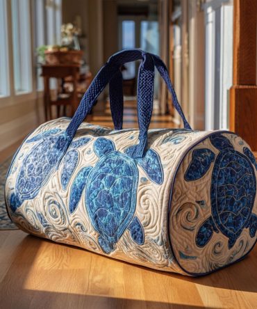 Water Song Quilted Duffle Bag – Ocean-Inspired Quilted Weekender Travel & Gym Carry-On