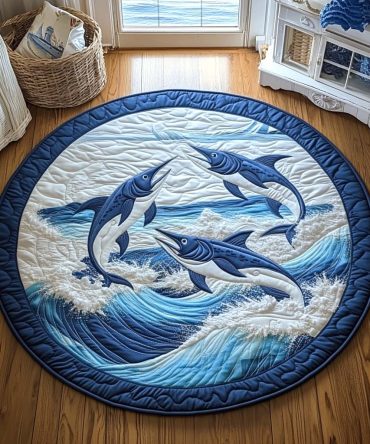 Wave Harmony Quilted Round Mat