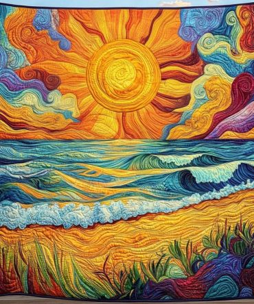 Waves Of Light Quilted Blanket