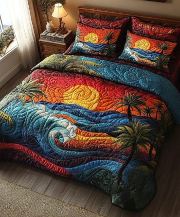 Waves Wanderlust 3-Piece Quilted Bedding Set