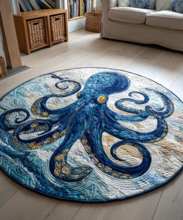 Wavy Octopus Quilted Round Mat