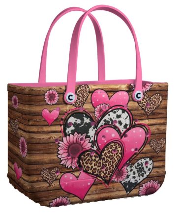 Trendy Pink Heart & Leopard Print Tote Bag - Stylish, Durable & Spacious Handbag For Everyday Use