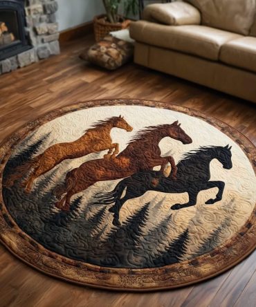 Western Horse Quilted Round Mat