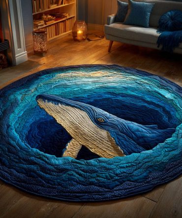 Whale Horizon Quilted Round Mat