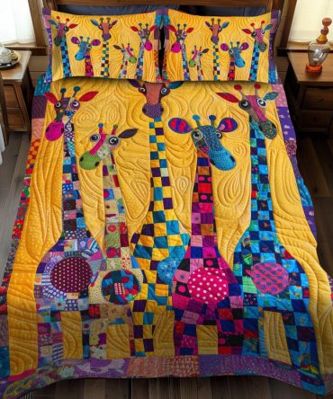 Whimsical Giraffe 3-Piece Quilted Bedding Set