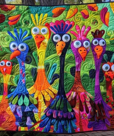 Whimsical Turkey Quilted Blanket