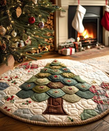 Whimsical Pine Quilted Round Mat