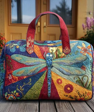 Whimsy Wings Quilted Duffle Bag — Pastel Wing Print Travel & Gym Carry-On, Quilted Weekend Overnight Bag for Women