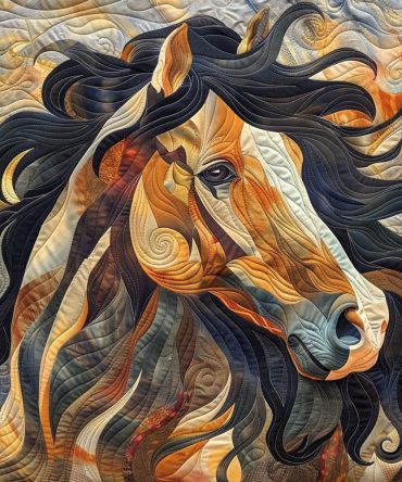 Whirlwind Horse Quilted Blanket