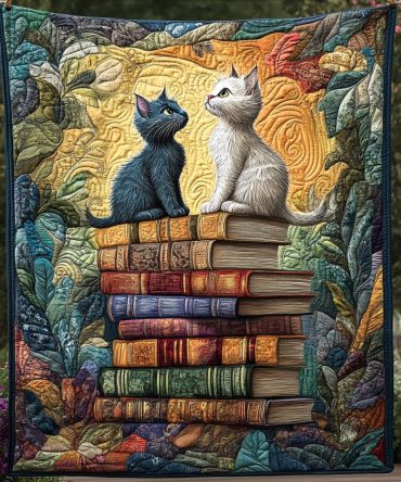 Whiskers And Wisdom Quilted Blanket