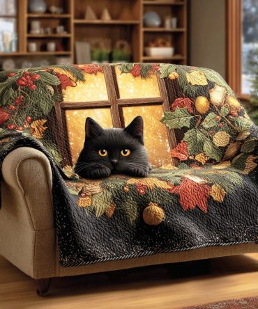 Whiskers In Snow Quilted Sofa Cover