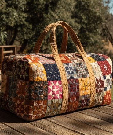 Whispering Garden Quilted Duffle Bag — Floral Weekender Travel Bag & Quilted Overnight Carry-On