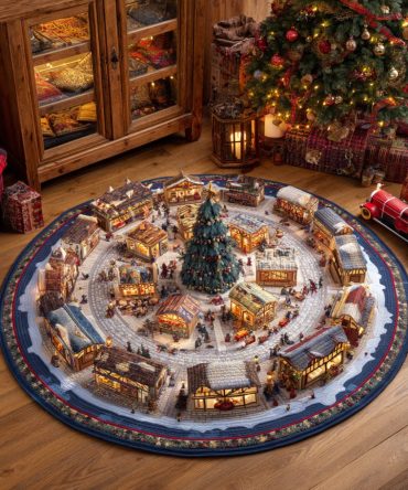 Whispering Pines Snow Quilted Round Mat