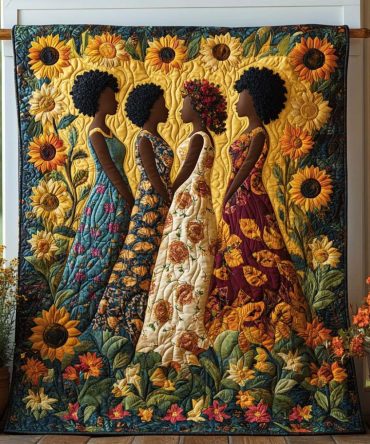 Whispers Of Gold Quilted Blanket