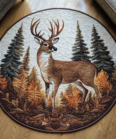 White-Tailed Buck Quilted Round Mat