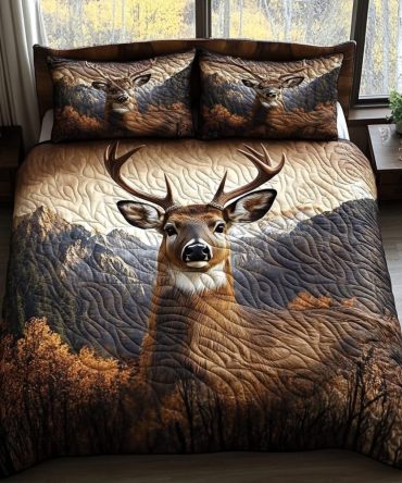 White-Tailed Deer 3-Piece Quilted Bedding Set