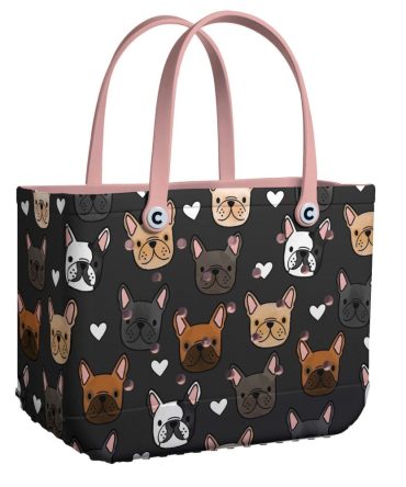 Chic French Bulldog Pattern Tote Bag - Stylish, Durable & Spacious Handbag For Dog Lovers