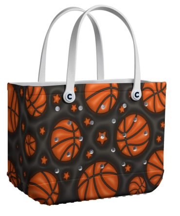 Stylish Basketball Print Tote Bag - Durable, Spacious, Perfect For Sports Fans & Everyday Use