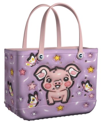 Adorable Piggy Tote Bag - Cute Pastel Design With Stars & Butterflies – Perfect For Kids & Adults!