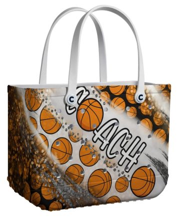 Stylish Basketball Print Tote Bag - Perfect For Sports Lovers & Coaches - Durable & Trendy Design