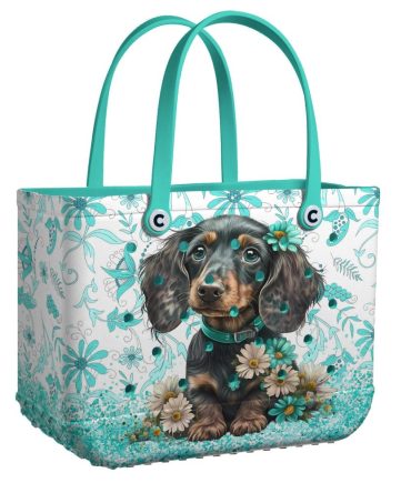 Chic Floral Dachshund Tote Bag - Stylish & Spacious Handbag For Dog Lovers