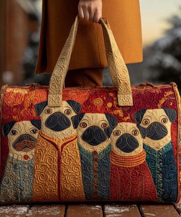 Wiggle Nose Quilted Duffle Bag — Cute Quilted Travel & Gym Weekend Bag, Carry-On Duffle with Playful Cartoon Nose Print