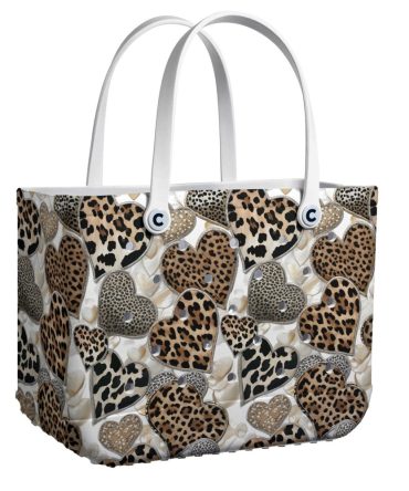Stylish Leopard Heart Tote Bag – Chic Animal Print Handbag For Fashion Lovers