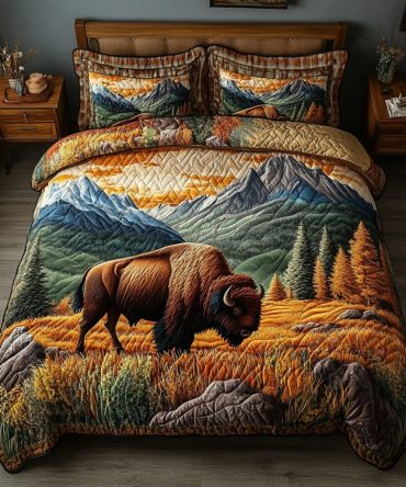 Wild Bison 3-Piece Quilted Bedding Set