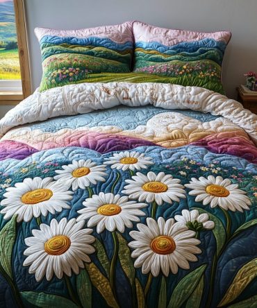 Wild Daisy Meadow 3-Piece Quilted Bedding Set