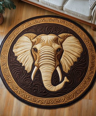 Wild Elephant Quilted Round Mat