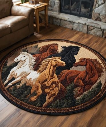 Wild Horse Quilted Round Mat
