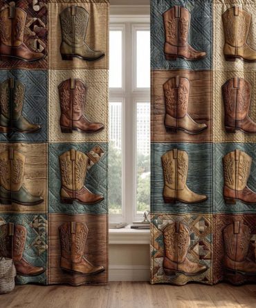 Wild West Boot Row Quilted Curtains