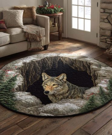 Wild Wolf Spirit Quilted Round Mat