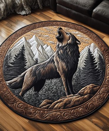 Wilderness Wolf Quilted Round Mat