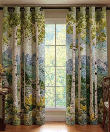 Wildflower Birch Path Quilted Curtains