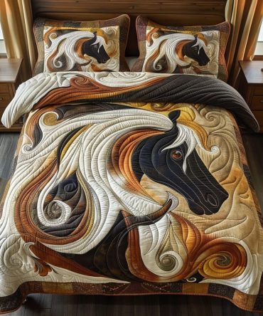 Windblown Mane Horse Quilted Blanket