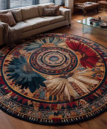 Wings Of The Ancestors Quilted Round Mat