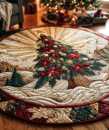 Winter Bloom Tree Quilted Round Mat