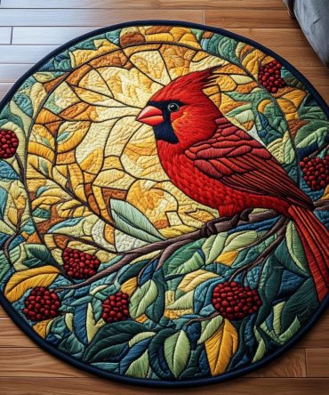 Winter Cardinal Bliss Quilted Round Mat