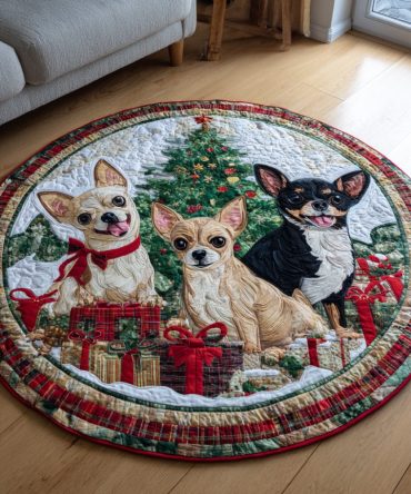 Winter Chihuahua Quilted Round Mat